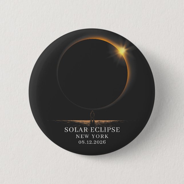 Solar Eclipse 2026 Celestial Astronomy Button (Front)