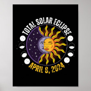Solar Eclipse 8-4-2024 Eclipse With Sun Poster