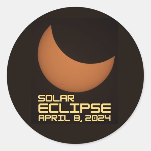 Solar Eclipse April 8 2024 Classic Round Sticker