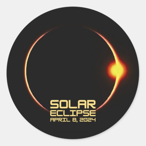 Solar Eclipse April 8 2024 Classic Round Sticker