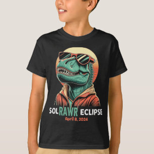Solar Eclipse April 8 2024 Eclipse Kids Boys Trex  T-Shirt