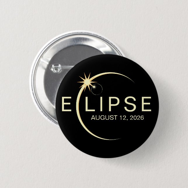 Solar Eclipse Astronomy Event 2026 Button (Front & Back)