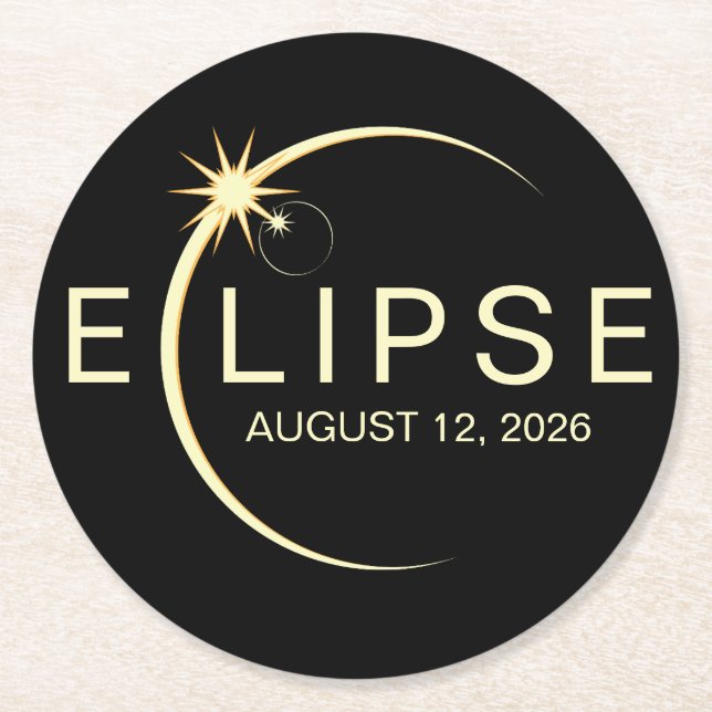 Solar Eclipse Astronomy Event 2026 Round Paper Coaster (Front)