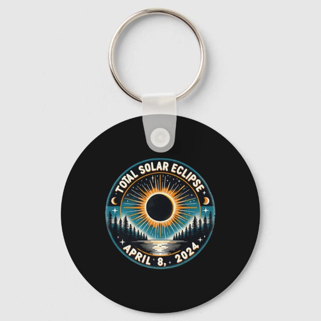 Solar Eclipse Astronomy Vintage 2024 Solar Eclipse Keychain (Front)