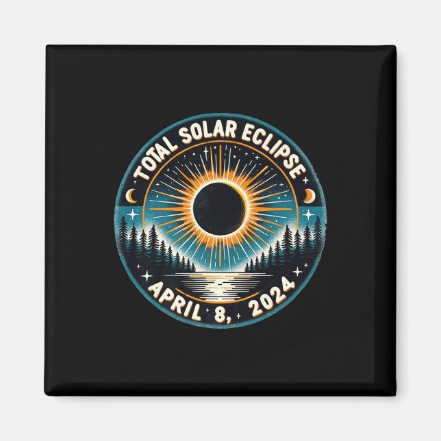 Solar Eclipse Astronomy Vintage 2024 Solar Eclipse Magnet (Front)