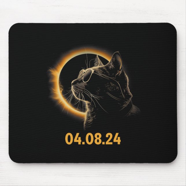 Solar Eclipse Cat Solar Eclipse Glasses Cat Fun  Mouse Pad (Front)