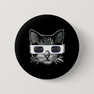 Solar Eclipse Cat Wearing Solar Eclipse Glasses Button
