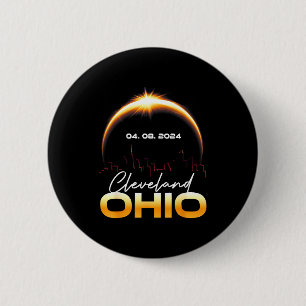 Solar Eclipse Cleveland Ohio Total Illustration Button