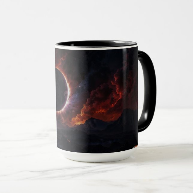 Solar Eclipse Cosmic Masterpiece Xzendor7 AI Art Mug (Front Right)