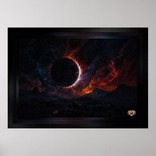Solar Eclipse Cosmic Masterpiece Xzendor7 AI Art Poster (Front)