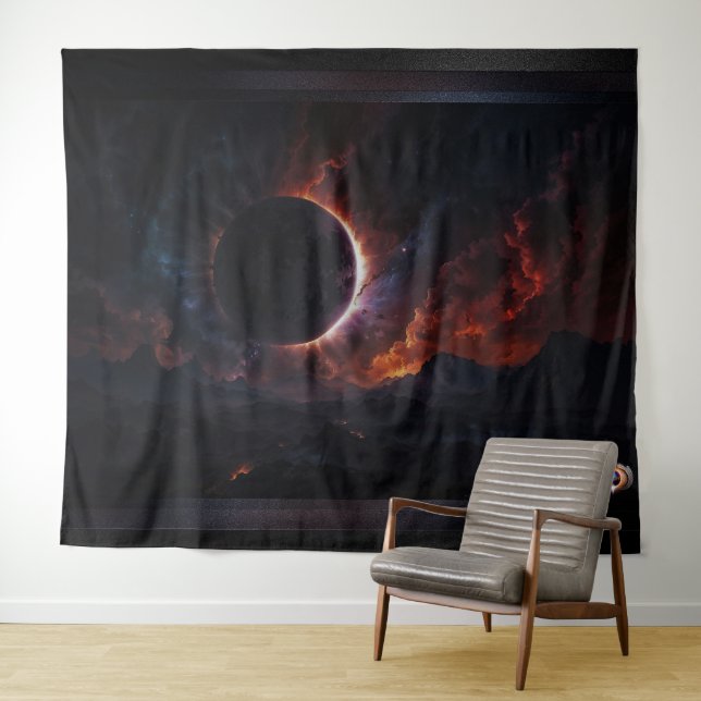 Solar Eclipse Cosmic Masterpiece Xzendor7 AI Art Tapestry (In Situ (Horizontal))