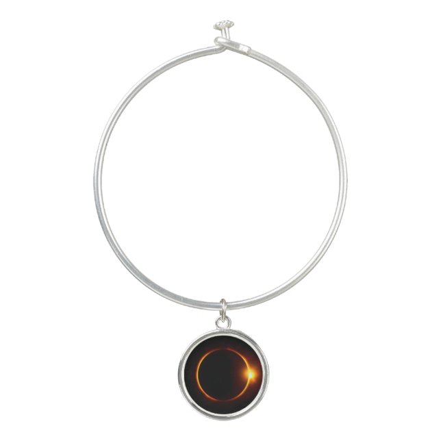 Solar Eclipse Dark Sun & Moon Bangle Bracelet (Front)