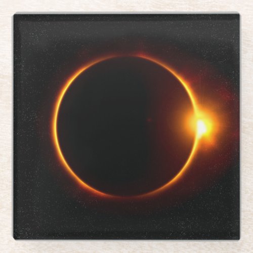 Solar Eclipse Dark Sun  Moon Glass Coaster