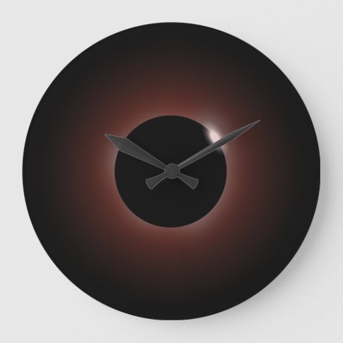 Solar Eclipse Dark Sun  Moon Large Clock