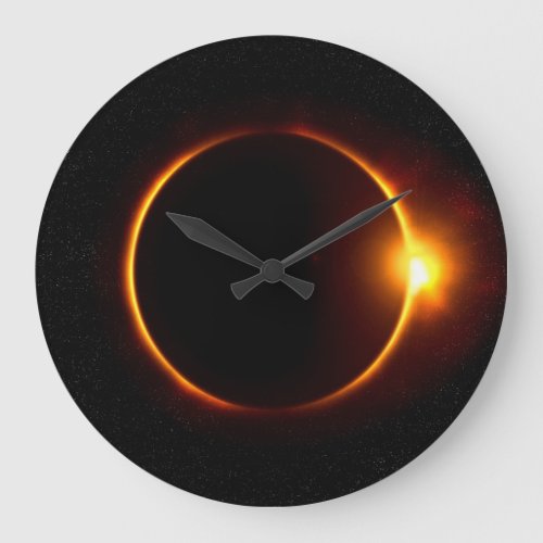 Solar Eclipse Dark Sun  Moon Large Clock