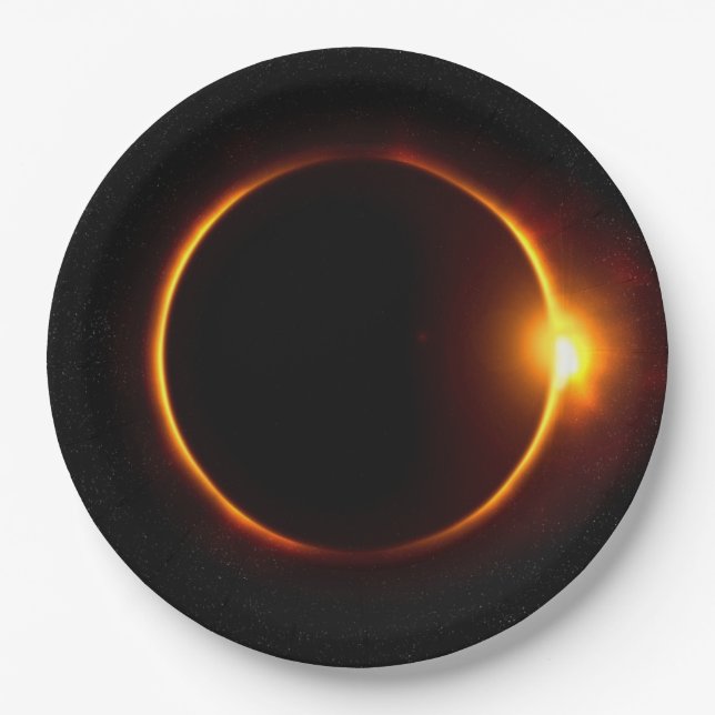 Solar Eclipse Dark Sun & Moon Paper Plates (Front)
