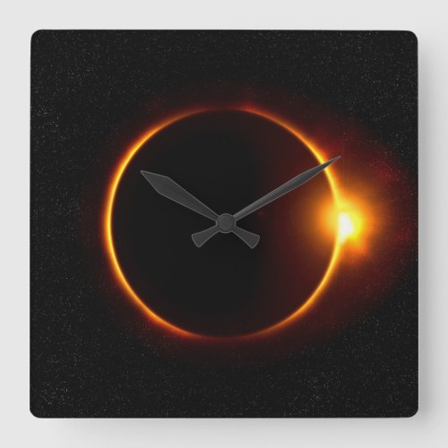 Solar Eclipse Dark Sun  Moon Square Wall Clock