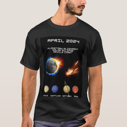 Solar Eclipse Devils Comet Planets Alignment Apr24 T_Shirt