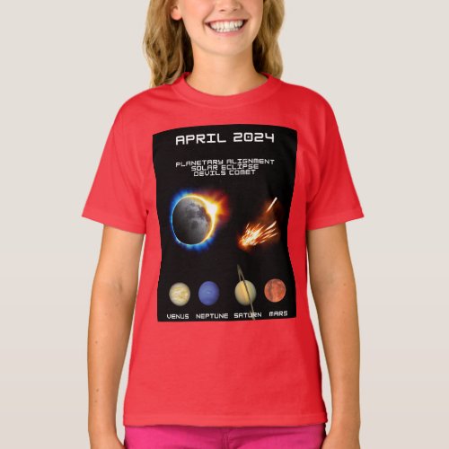 Solar Eclipse Devils Comet Planets Alignment Apr24 T_Shirt