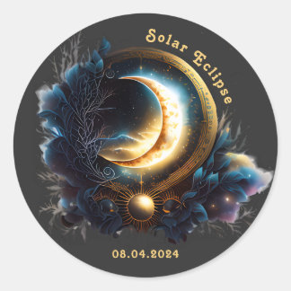 Solar Eclipse Esoteric Vintage Astronomy Design Classic Round Sticker