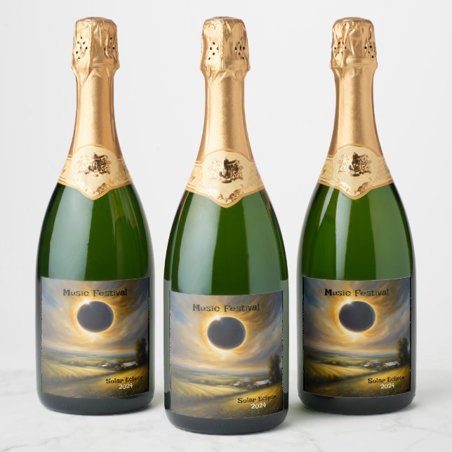Solar Eclipse Farm Midwest Customize Set of 6 Sparkling Wine Label (Bottles)