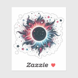 Solar eclipse flower sticker