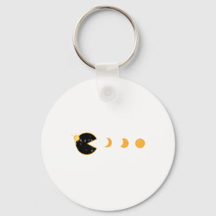 Solar Eclipse Gamer Eating Sun Retro Video Game Me Keychain
