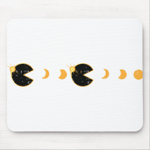 Solar Eclipse Gamer Eating Sun Retro Video Game Me Mouse Pad