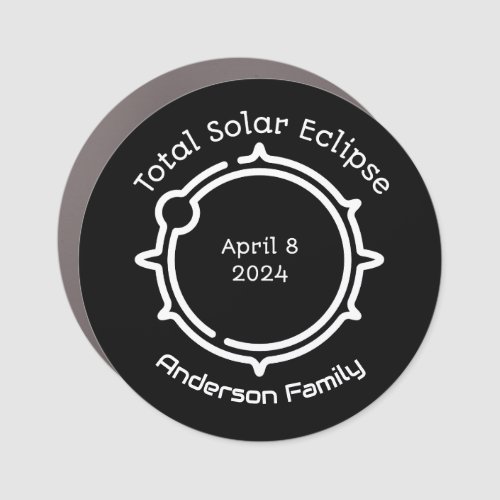 Solar Eclipse Gift 2024 Modern Minimal Black  Car Magnet