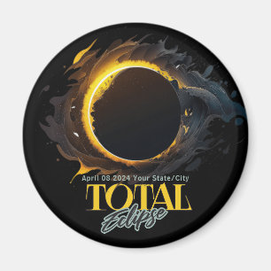 Solar Eclipse Gift 2026 Moon Sun Black Keepsake Magnet