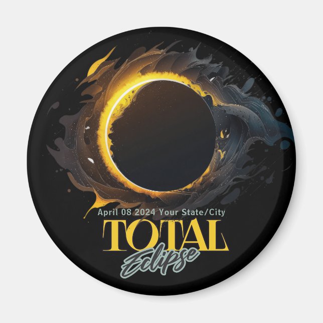 Solar Eclipse Gift 2026 Moon Sun Black Keepsake Magnet (Front)