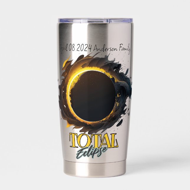 Solar Eclipse Gift April 8th 2024 Customizable Insulated Tumbler (Front)