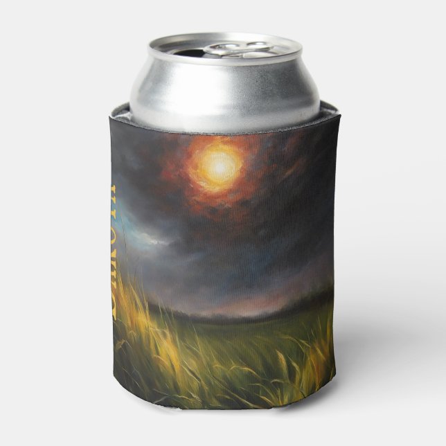 Solar Eclipse Grassland Prairie Add Name Can Cooler (Can Front)