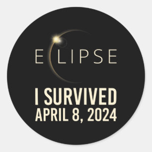 Solar Eclipse I Survived April 8 2024 Total Solar Classic Round Sticker