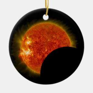 Solar Eclipse in Progress Ceramic Ornament