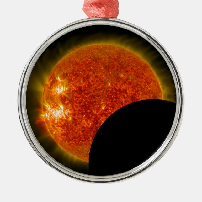 Solar Eclipse in Progress Metal Ornament (Front)