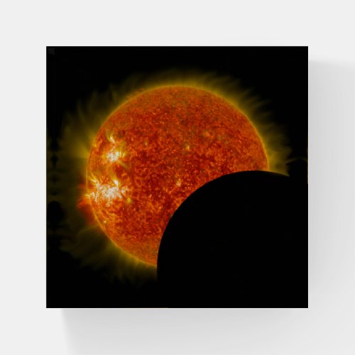 Solar Eclipse in Progress Paperweight