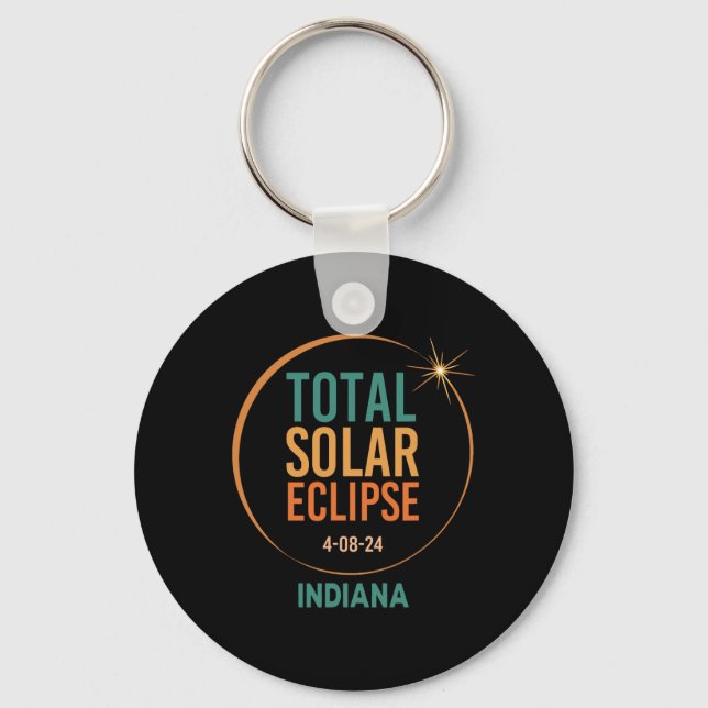 Solar Eclipse Indiana April 8 2024 Total Totality  Keychain (Front)