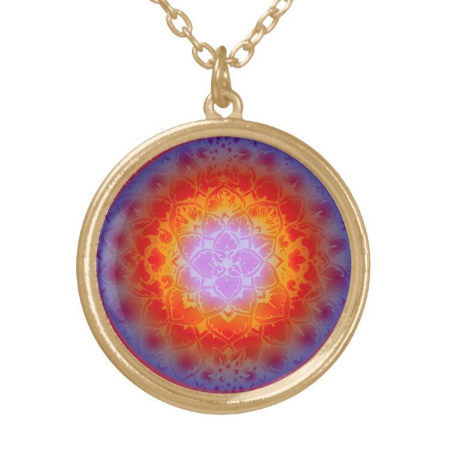 Solar Eclipse Mandala Gold Plated Necklace (Front)