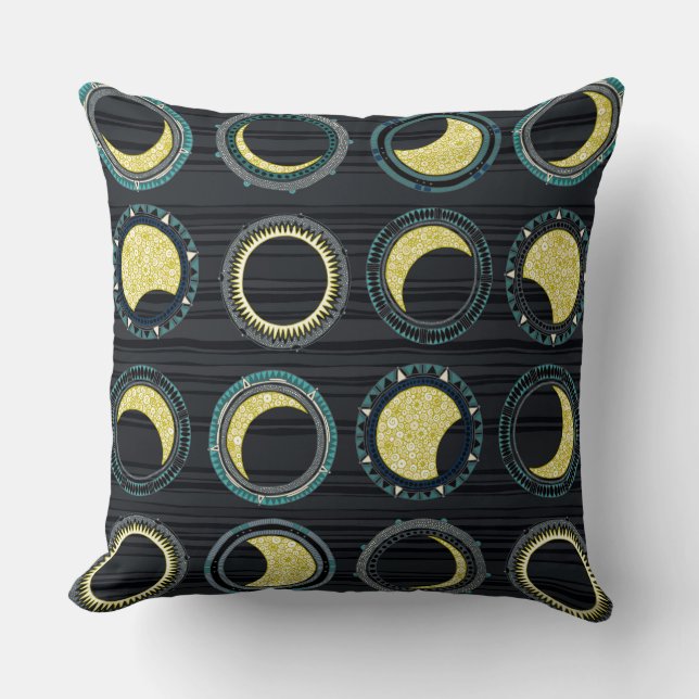 solar eclipse mandala throw pillow (Front)