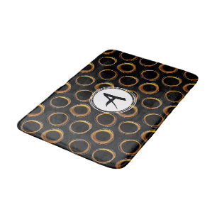 Solar Eclipse Mid-Century Modern Black & Gold Bathroom Mat