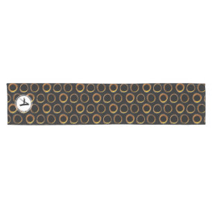 Solar Eclipse Mid-Century Modern Black & Gold Short Table Runner