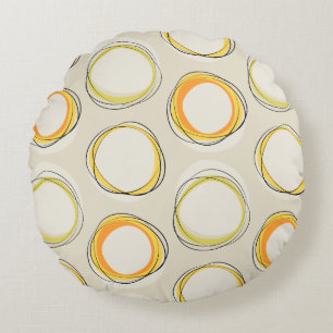 Solar Eclipse Mid-Century Modern - Black lines Round Pillow