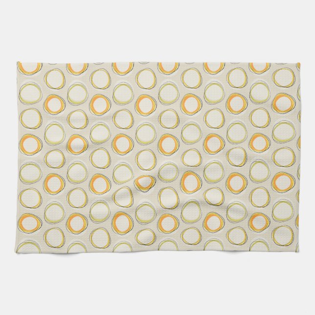 Solar Eclipse Mid-Century Modern - Black lines Towel (Horizontal)