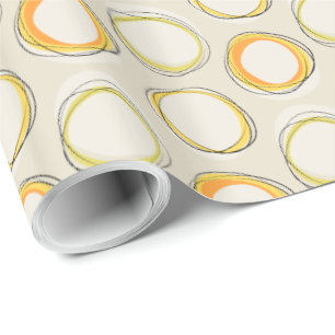 Solar Eclipse Mid-Century Modern - Black lines Wrapping Paper
