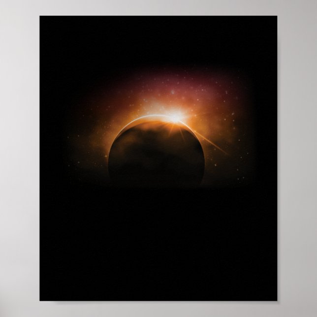 Solar Eclipse Nebula Stars Galaxy Earth Moon Poster (Front)