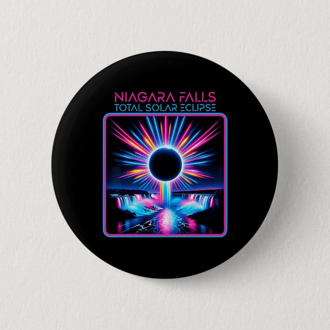 Solar Eclipse Niagara Falls Totality Event Souveni Button (Front)