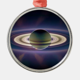 Solar Eclipse Of Saturn from Cassini Spacecraft Metal Ornament