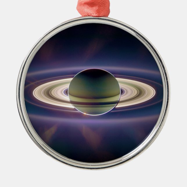 Solar Eclipse Of Saturn from Cassini Spacecraft Metal Ornament (Front)