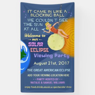Solar Eclipse Party Funny Retro Sun Viewing 2017 Banner